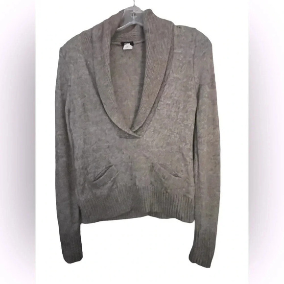 Vintage J Crew Alpaca and Wool Knit Sweater Taupe Collar Neck Preppy Academia - Picture 1 of 8